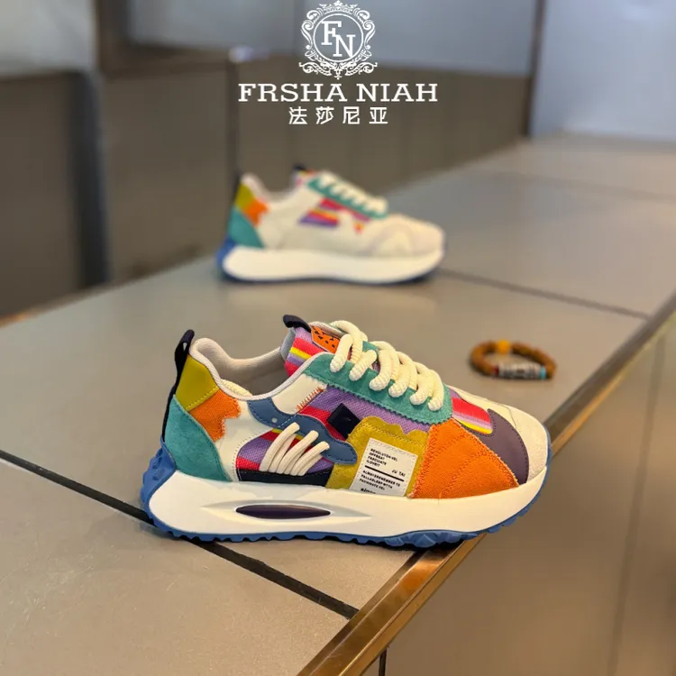 法莎尼亚潮流拼色老爹鞋新款舒适耐磨百搭男鞋时尚防滑低帮休闲鞋