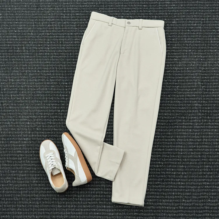 There isrice冬季加厚毛呢裤男士商务西裤修身正装直筒免烫休闲裤