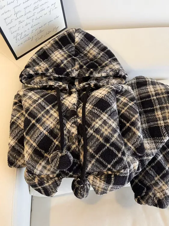 【DMXJ大梦想家】简约格纹气质三层夹棉睡衣女冬新款保暖家居服套装
