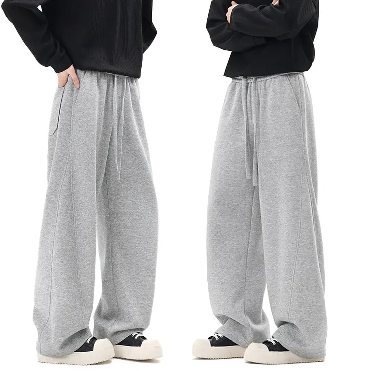 美式cleanfit重磅运动卫裤男春秋新款直筒宽松休闲弯刀阔腿长裤子