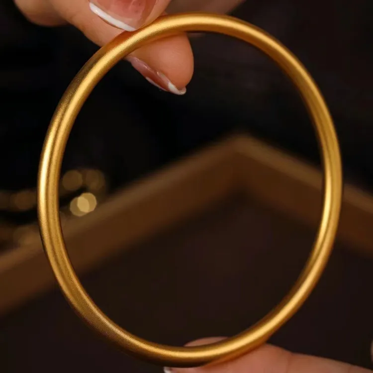 手镯 高保色新品传承手镯女素圈实心古法手环