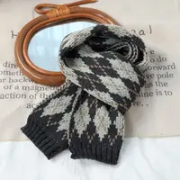 阿又秋冬儿童针织百搭保暖格子简约围巾wj001