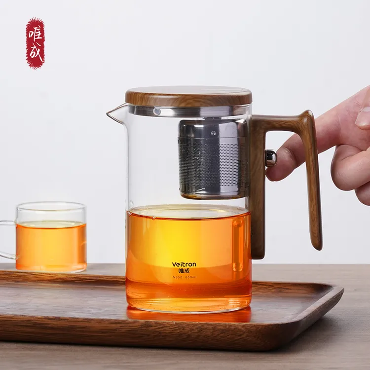 唯成磁吸飘逸杯玻璃泡茶壶办公室家用茶水分离懒人神器过滤套装专