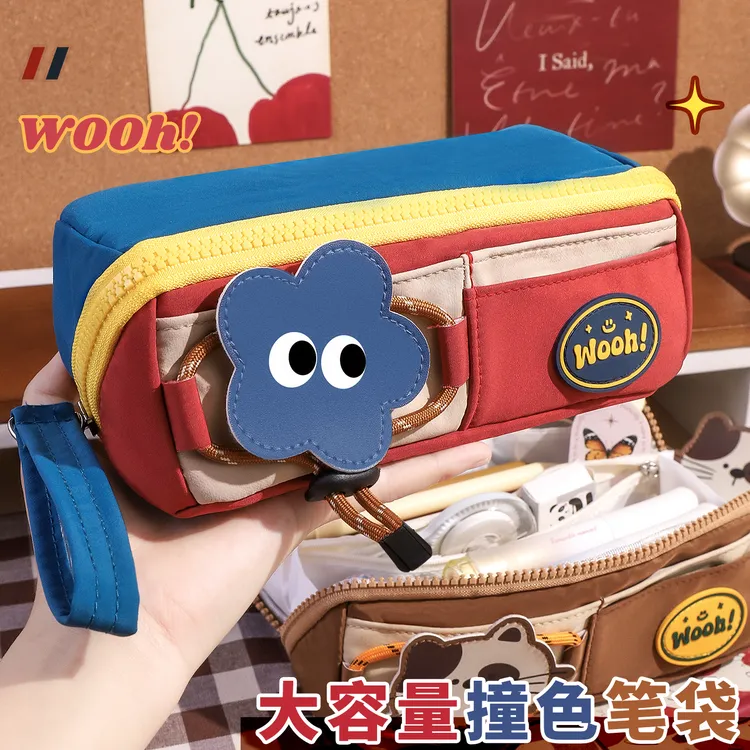 大容量撞色笔袋高颜值ins风2025新款小学生铅笔文具袋小众不撞款