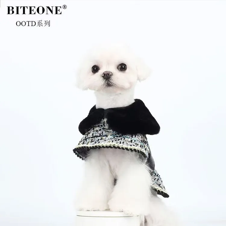 BITEONE【赫本女王】猫咪狗狗秋冬衣服新款毛呢大衣