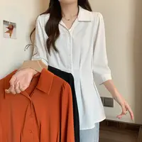 清大码女2025夏季新款胖mm设计感百搭衬衣收腰显瘦别致衬衫12882