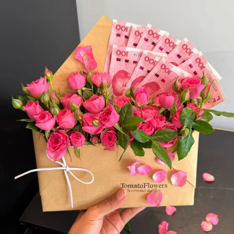 信封花束表白花盒鲜花礼物秋天的第一封情书有钱花束情人节包装盒