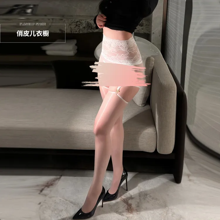 蕾丝高腰吊带丝袜女闪亮包臀吊带袜迷人黑丝连裤袜性感黑丝包臀裙