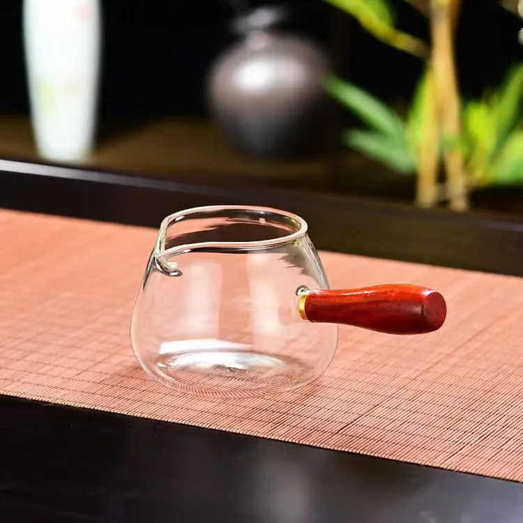 加厚耐热透明玻璃公道杯茶漏一体家用不烫手侧把茶具配件手工高档