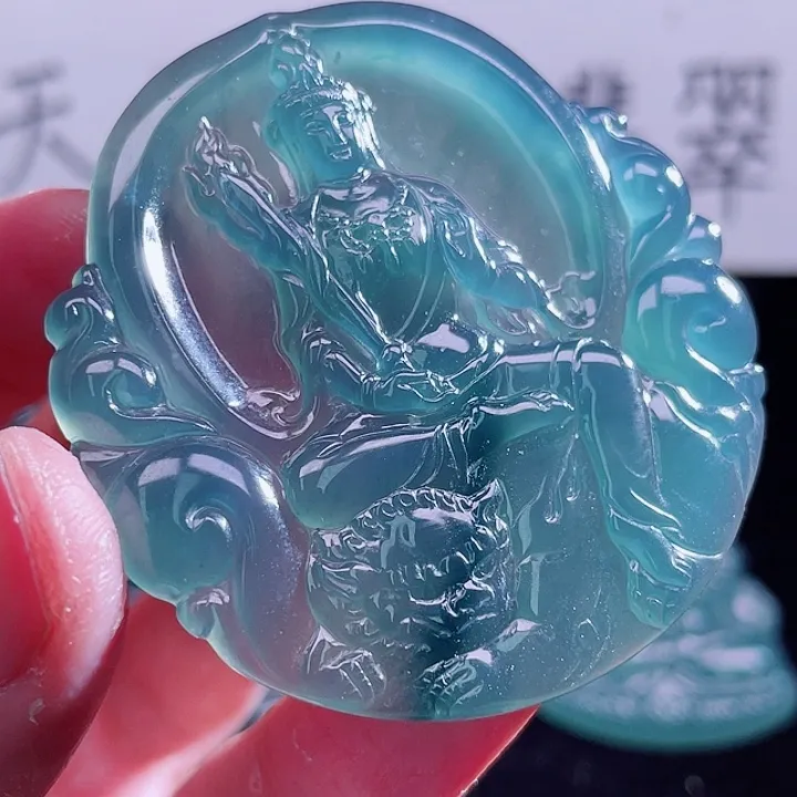 纯天然a货翡翠文殊菩萨