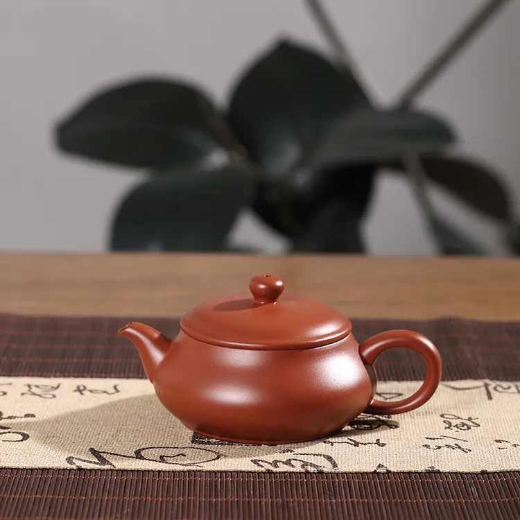 潮州手拉壶全手原矿朱泥大宽口明炉壶三杯工夫茶紫砂纯手工茶壶