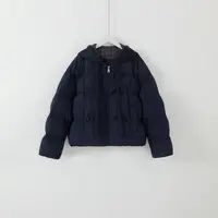 几里与麻 领口格纹拼接连帽棉服 2092041