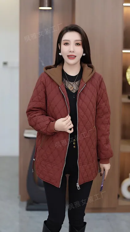 新款大码专享加绒加厚连帽冬款保暖棉衣中年妈妈时尚百搭女装外套