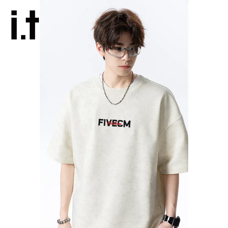 it :5cm/FIVECM美式刺绣短袖t恤男女同款2025夏季新款潮牌五分袖