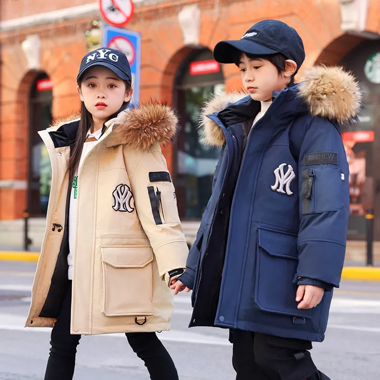 巴拉【商场同款】中大童貉子毛大毛领冲锋衣羽绒服极寒加厚保暖防