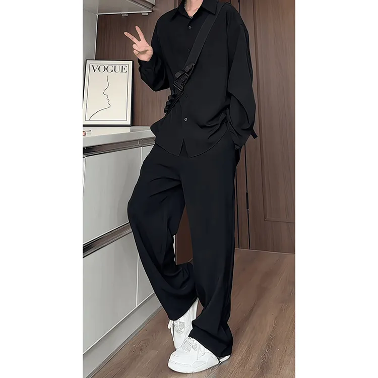 cleanfit休闲套装男款潮牌高级感长袖衬衫休闲长裤入秋穿搭一整套