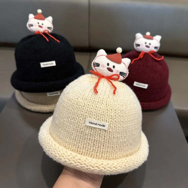 【奶萌配饰】儿童帽秋冬款男女童韩版针织可爱毛线帽保暖防风瓜皮帽