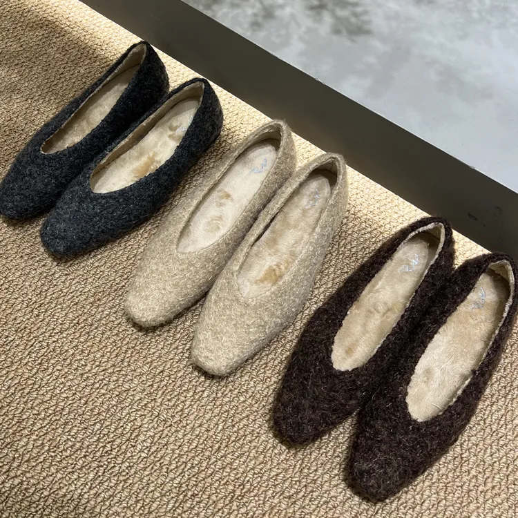 毛绒轻抚冬日足尖！25FW 加绒小内增3cm卷卷毛单鞋 女568-11