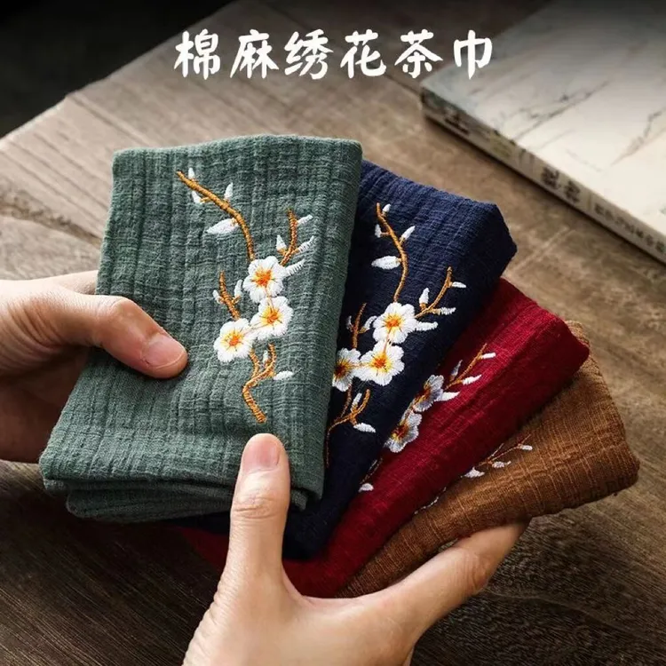 茶巾吸水棉麻高档茶布双层布艺国风加厚吸水禅意功夫茶具独立包装