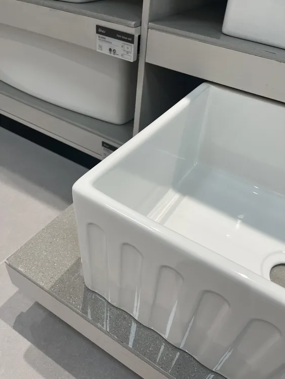 宾丽法式耐火土陶瓷水槽2719N嵌入式复古竖纹厚边陶瓷盆大单槽