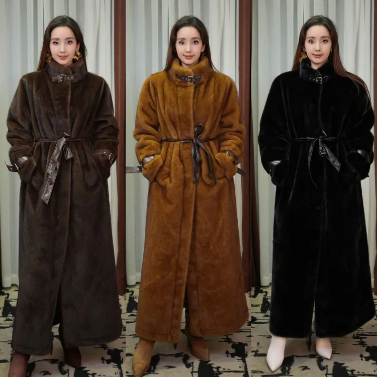 人造皮草 长款加厚秋冬季长袖女装保暖外穿长款女士气质31838