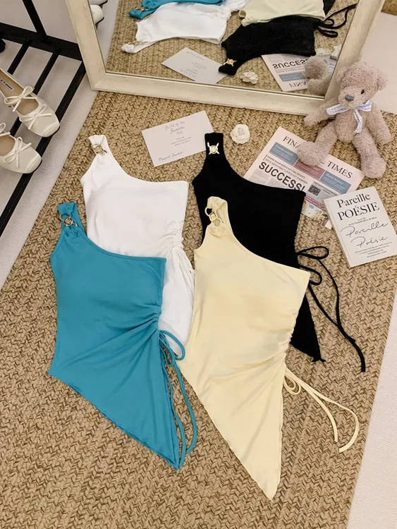 人棉金属扣斜肩美背260克