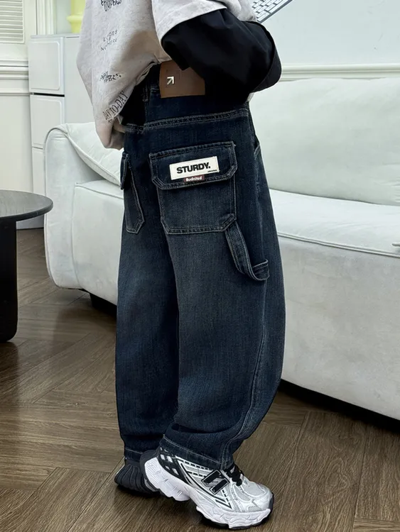 男童牛仔裤秋装2025新款中大童酷帅男孩韩版春秋季儿童休闲裤子潮