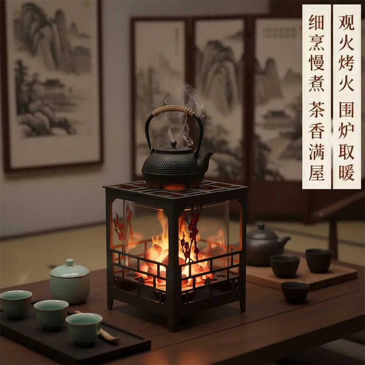原创围炉煮茶家用耐高温玻璃观火炭炉茶户外露营烧烤火炉室内煮药