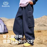 BANDOCIN/半度闲女童裤子冬季户外工装直筒裤户外运动宽松保暖裤