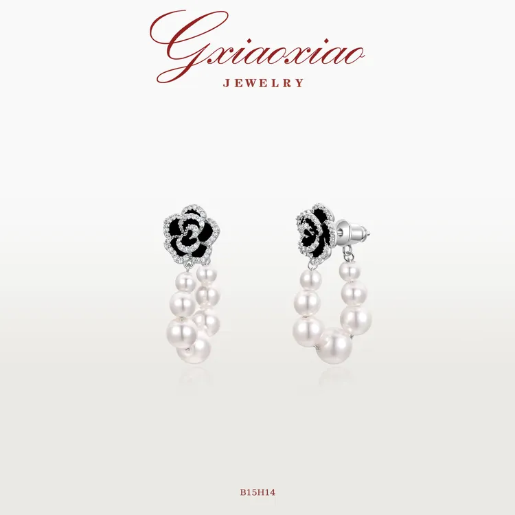 G XIAOXIAO 镀K金 气质高级优雅百搭山茶花耳环 B15H14