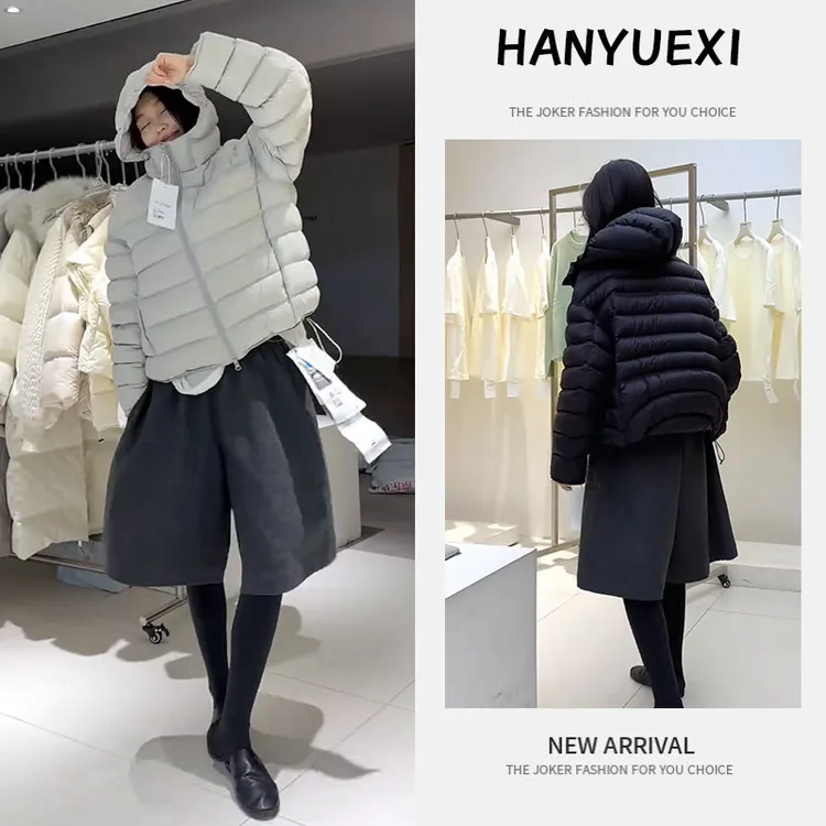 入秋穿搭一整套女装2025新款韩版连帽棉服外套五分阔腿短裤两件套
