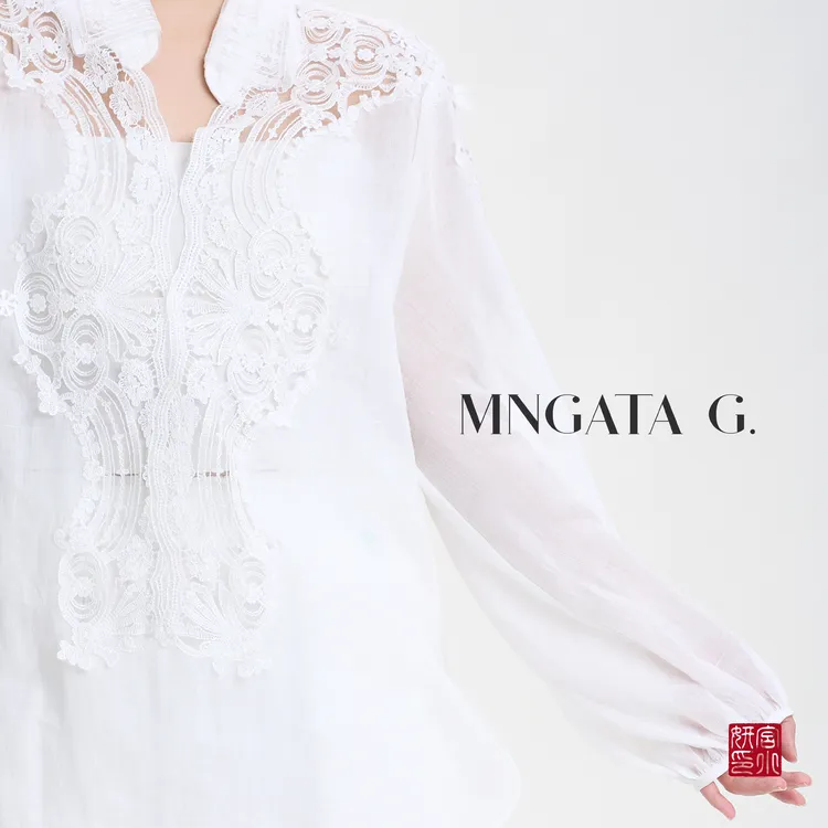 MNGATA G.宫小妍【镂空·光羽】苎麻夏日新中式中国风上衣5031761