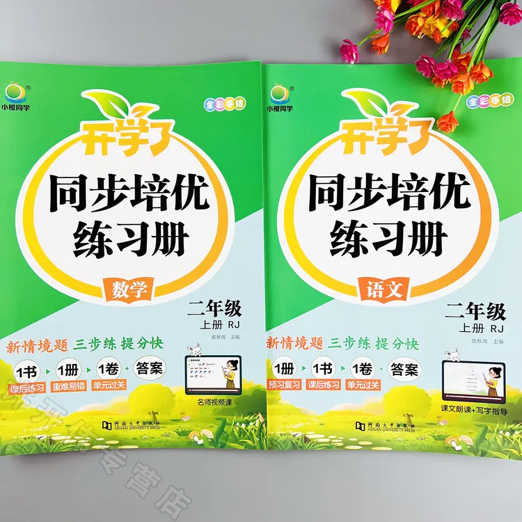 二年级上册语文数学同步练习册人教版课时同步一课一练培优练习册