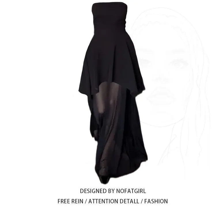 大码胖妹妹法式纯欲风性感一字肩抹胸连衣裙女夏季气质修身长裙子