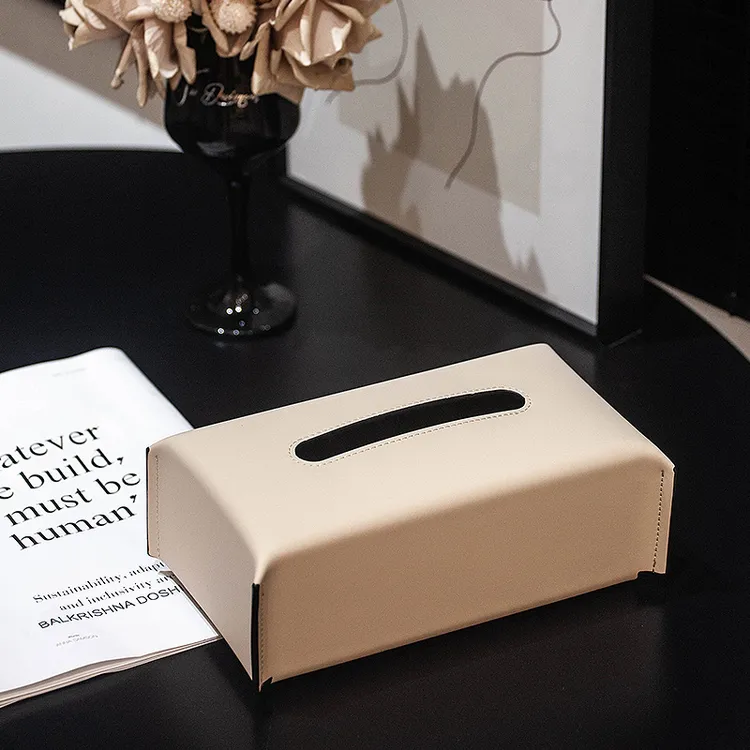 简约现代皮质纸巾盒客厅家居桌面装饰品摆件餐桌餐巾纸抽纸盒收纳