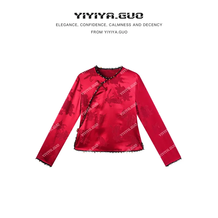 yiyiya.Guo艺艺吖【蝶芳】立领斜襟拼接盘正肩长袖上衣090119SS52