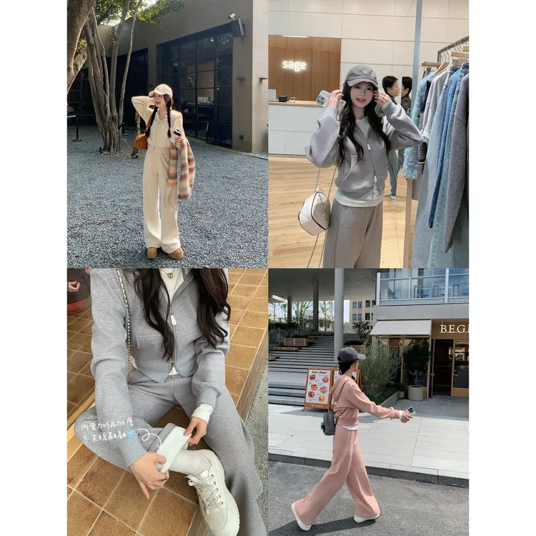 切糕自制【私藏舒适区】小个子秋冬许妍穿搭加绒两件套休闲卫衣套装