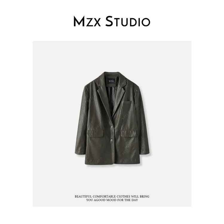 MZX 拉达家绒面皮翻勃领多口袋西装外套上衣 WT10273-C