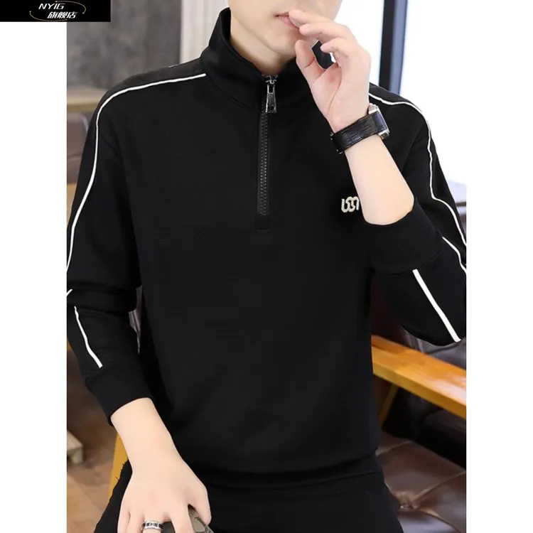 NYIG半拉链卫衣男潮牌运动立领上衣服高级感休闲痞帅半高领打底衫