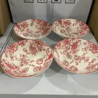 四个红色家用汤碗F4