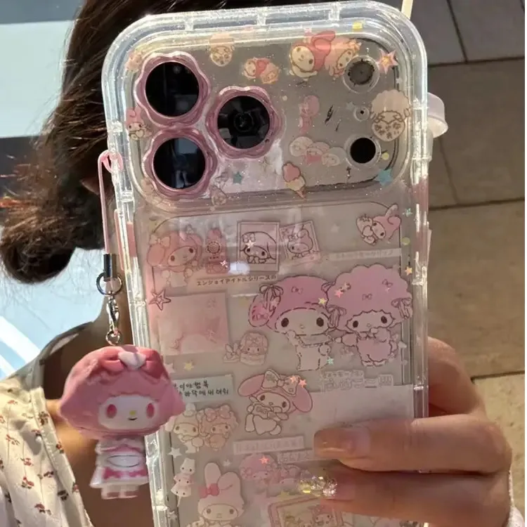 ins少女英文标签美乐蒂小羊适用iPhone17pro手机壳16promax挂件15