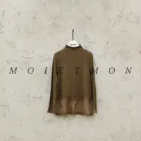 Moi et mon冬季新款拼接百搭长袖打底半高领秋冬内搭上衣