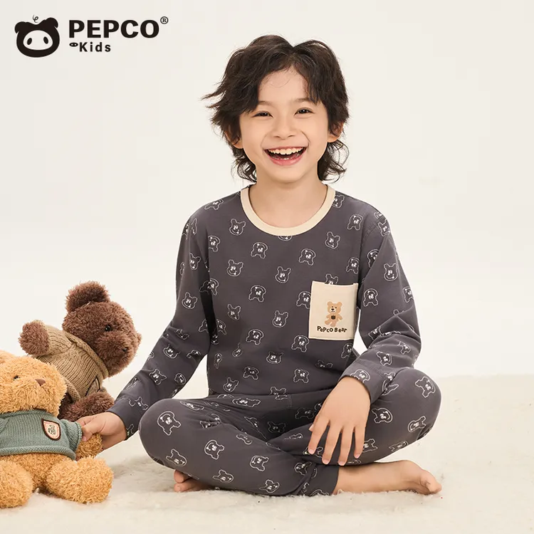 小猪班纳圆领保暖秋衣秋裤套装家居服柔软卡通风亲肤弹力儿童打底