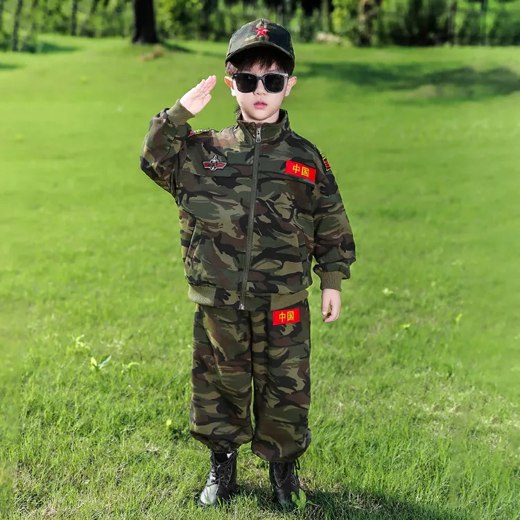 男童迷彩服套装秋装2025新款男童中国特种兵服男孩春秋军训户外服