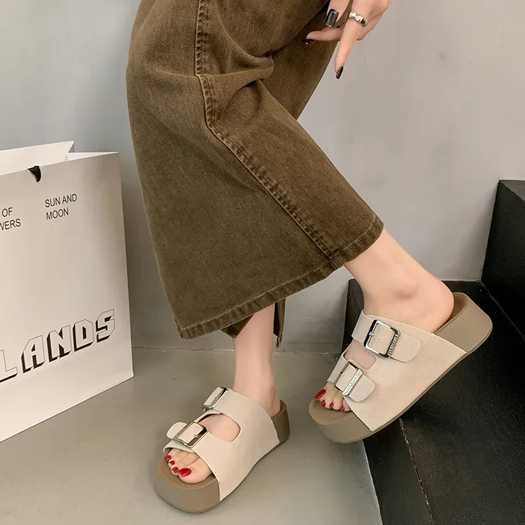 小个子复古勃肯鞋女外穿2025春夏罗马拖鞋新款厚底休闲勃肯凉拖