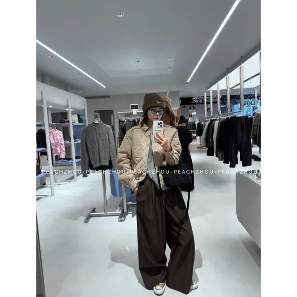 『PEACHZHOU』莱赛尔混纺收褶宽松西装休闲裤体制内通勤利落阔腿裤