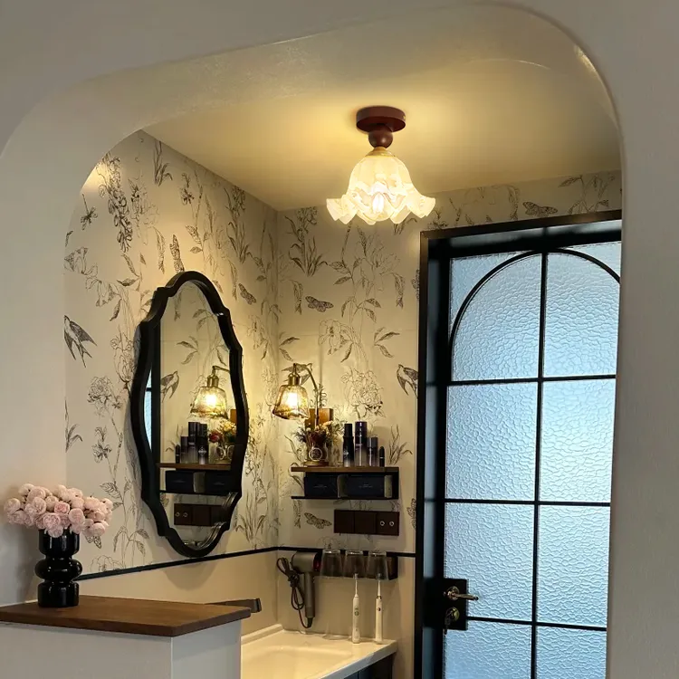 法式中古风玲兰花朵过道玄关走廊吸顶灯创意高级感复古氛围阳台灯