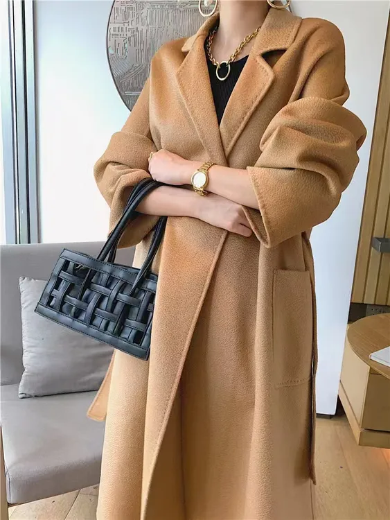 【冬季上新】100%羊毛水波纹新款浴袍气质时尚通勤百搭双面羊毛大衣