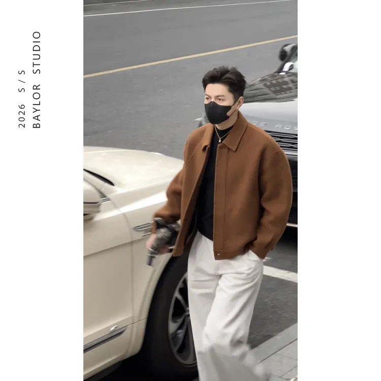 25冬季顶奢系列 优雅轻奢老钱风 手工双面羊毛呢翻领短款夹克外套