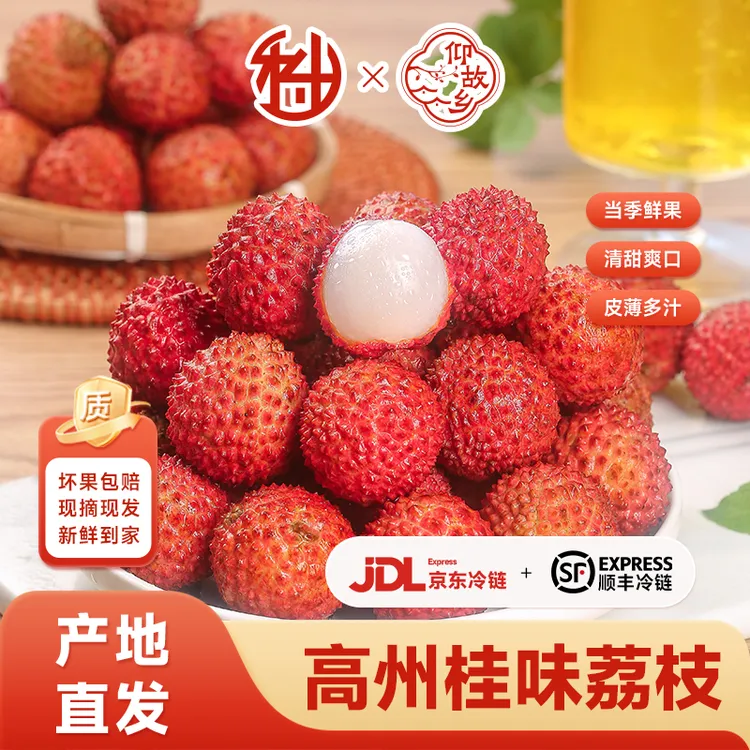 【京东顺丰空运】仰故乡茂名高州桂味荔枝净重4.5斤现摘爆甜多汁B